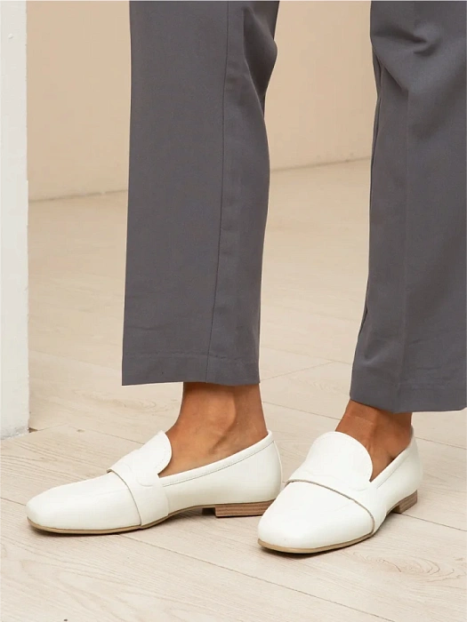 Женские лоферы FEDERICA RODARI белые, артикул 43E-S1735-Z38142-5