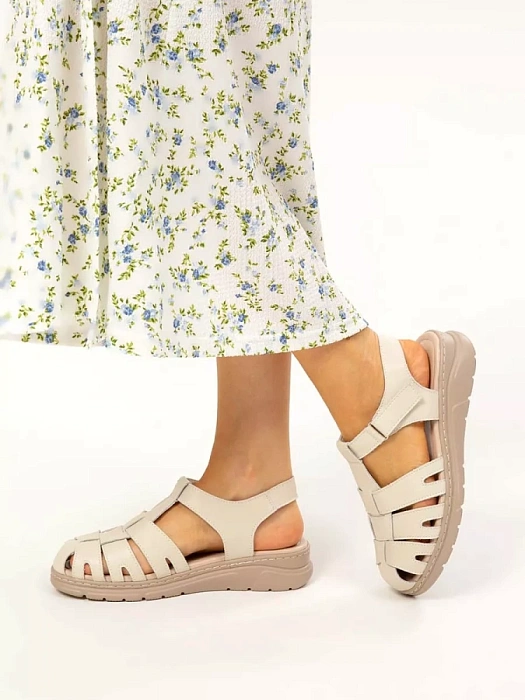 Женские сандалии eObuv бежевые, артикул 52E-LQ6127-021.EO