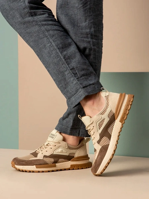 Мужские кроссовки BRUNO RENZONI  бежевые, артикул 951525-8