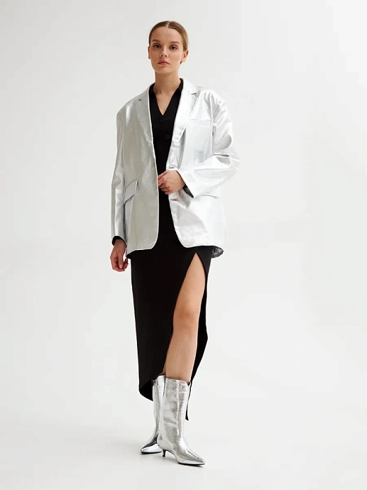 Женские полусапоги SOFIA-ALEXANDRA серебряные, артикул 38E-HF900-C