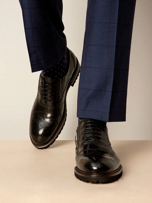 Мужские броги BRUNO RENZONI  черные, артикул 5485A-706A