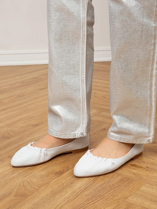 Женские балетки SOFIA-ALEXANDRA белые, артикул 38E-HF1082-B1057D1