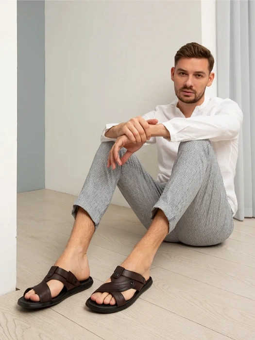 Мужские слайдеры BRUNO RENZONI  коричневые, артикул 033.50551.2
