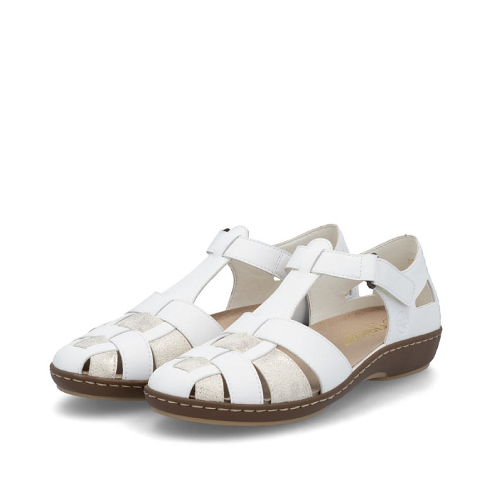 Женские сандалеты basic RIEKER белые, артикул 45869-81