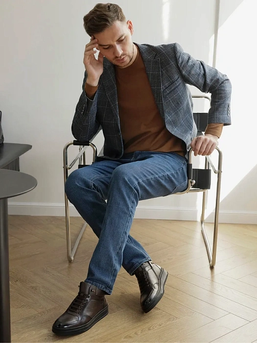 Мужские ботинки basic BRUNO RENZONI  коричневые, артикул YS972X-K13B-R