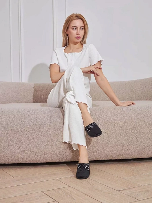 Женские тапочки домашние eObuv черные, артикул EO-C-04-1