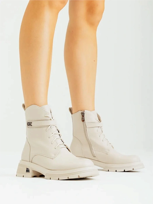 Женские берцы FEDERICA RODARI бежевые, артикул 15E-A3937L-3