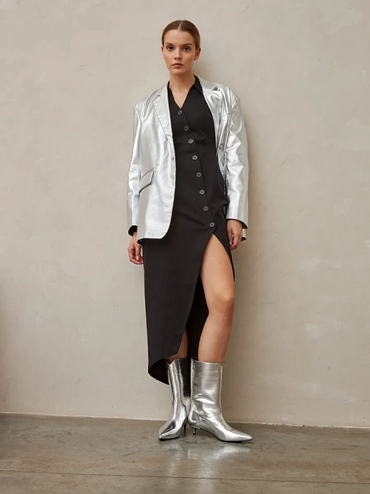 Женские полусапоги SOFIA-ALEXANDRA серебряные, артикул 38E-HF900-C