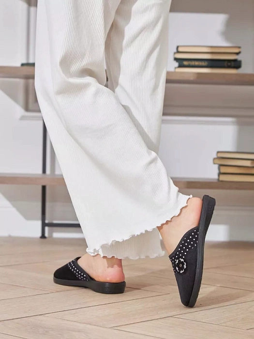 Женские тапочки домашние eObuv черные, артикул EO-C-04-1