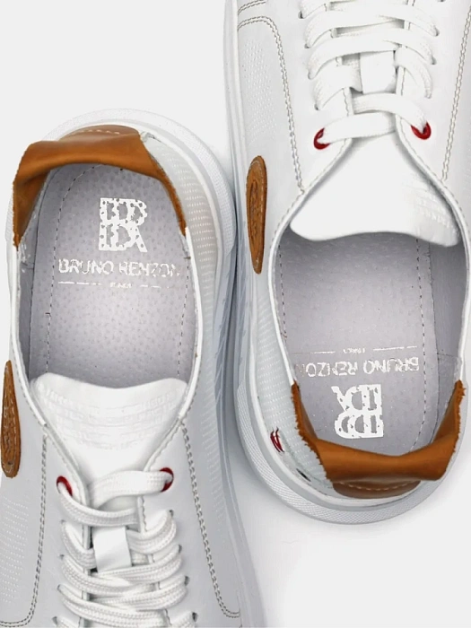 Мужские кеды BRUNO RENZONI  белые, артикул 028.437-10