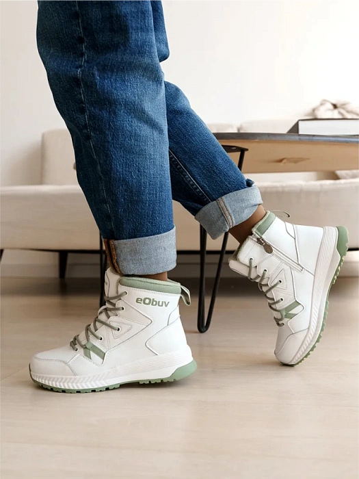 Женские ботинки basic eObuv белые, артикул 138573/10-02EB