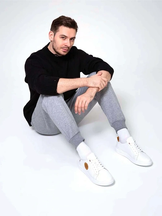 Мужские кеды BRUNO RENZONI  белые, артикул 028.437-10