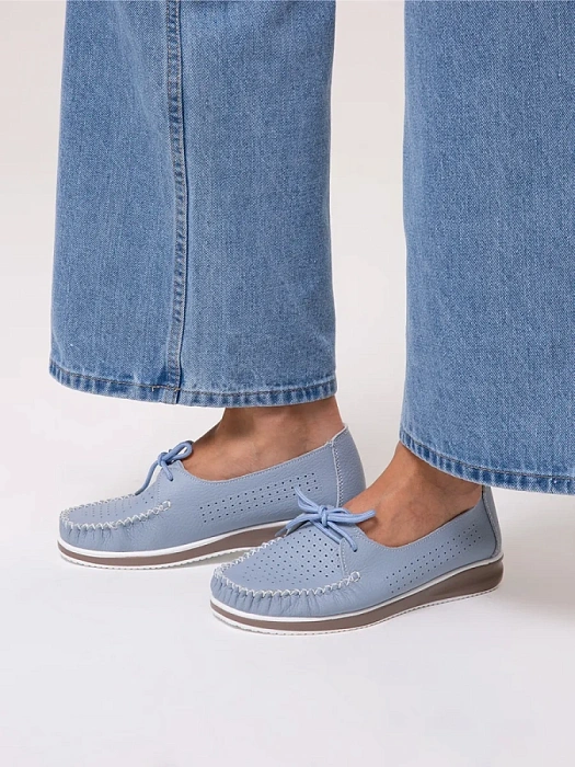 Женские мокасины Donna Daniella  голубые, артикул 12F2-2-102