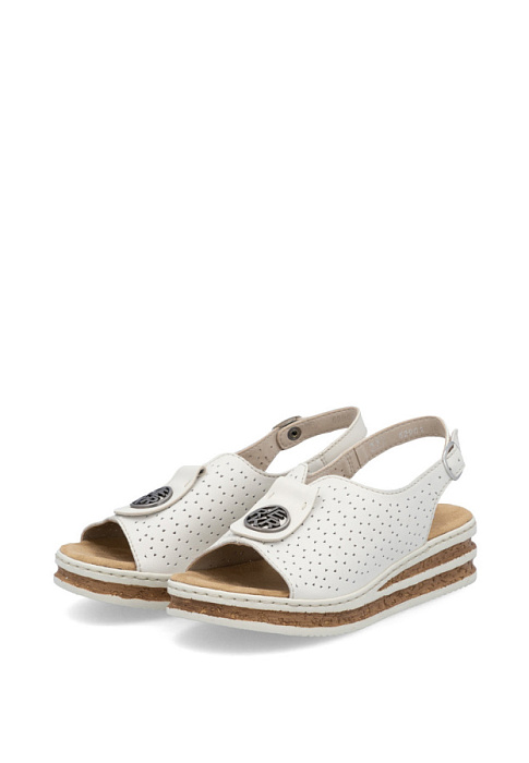 Женские босоножки  RIEKER белые, артикул 62902-80