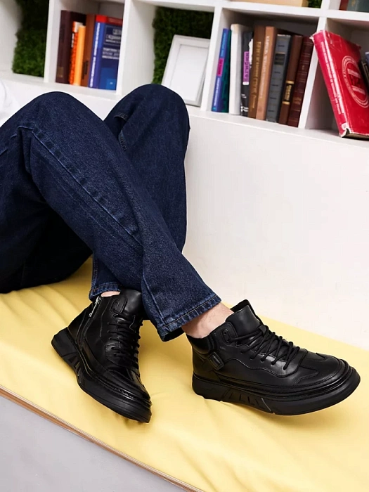 Мужские кеды BRUNO RENZONI  черные, артикул JJ22709-1-ZM