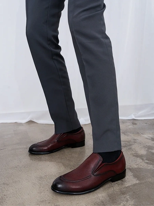 Мужские лоферы BRUNO RENZONI  бордовые, артикул YS288B-K56E