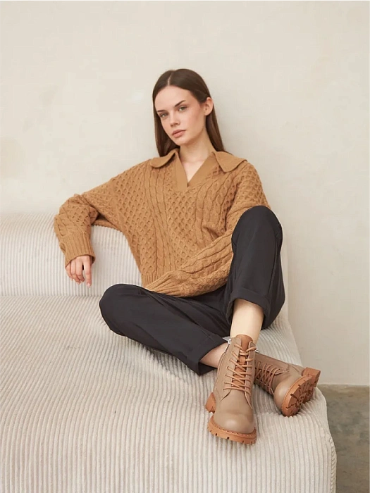 Женские берцы Donna Daniella  бежевые, артикул DH-W24-WLM3-5992-2