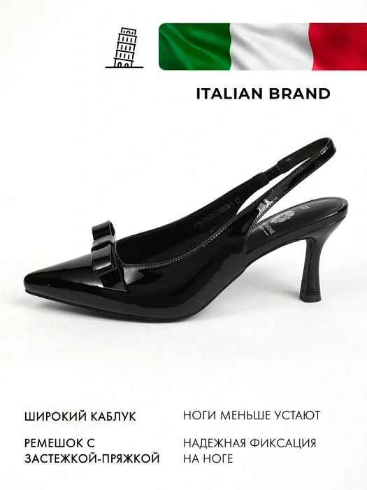 Женские слингбэки FEDERICA RODARI черные, артикул 43E-T1202-L95028-1