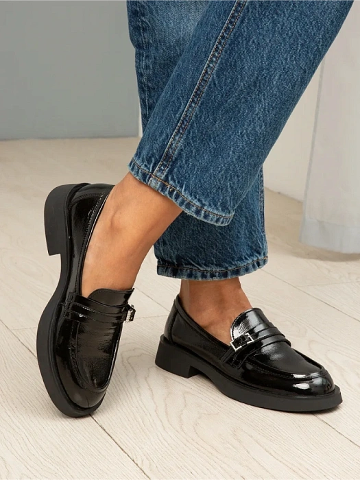 Женские лоферы FEDERICA RODARI черные, артикул 43E-H5219-Z37940-1