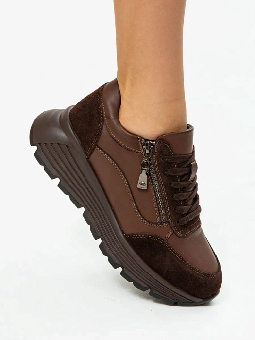 Женские кроссовки FEDERICA RODARI коричневые, артикул 42E-2382-9A