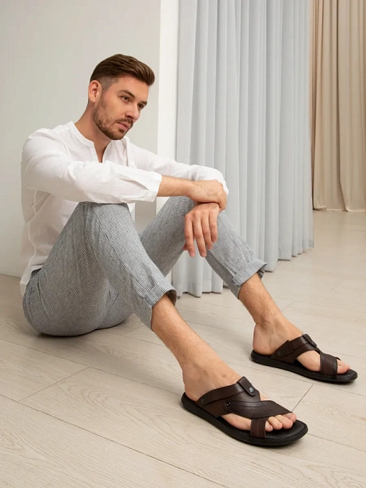 Мужские слайдеры BRUNO RENZONI  коричневые, артикул 033.50551.2