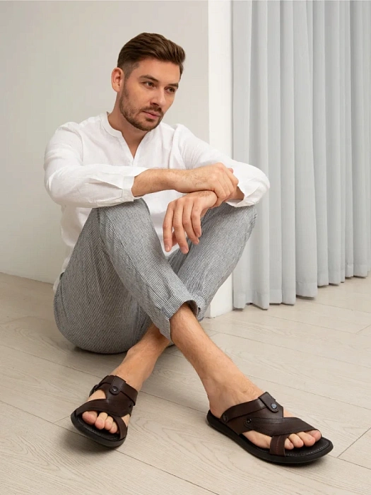 Мужские слайдеры BRUNO RENZONI  коричневые, артикул 033.50551.2