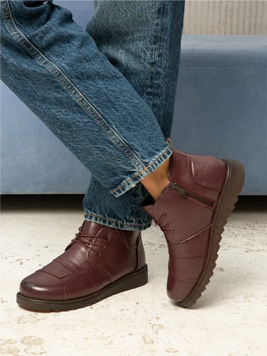 Женские ботинки eObuv бордовые, артикул DB-W24-WLM3-01-18