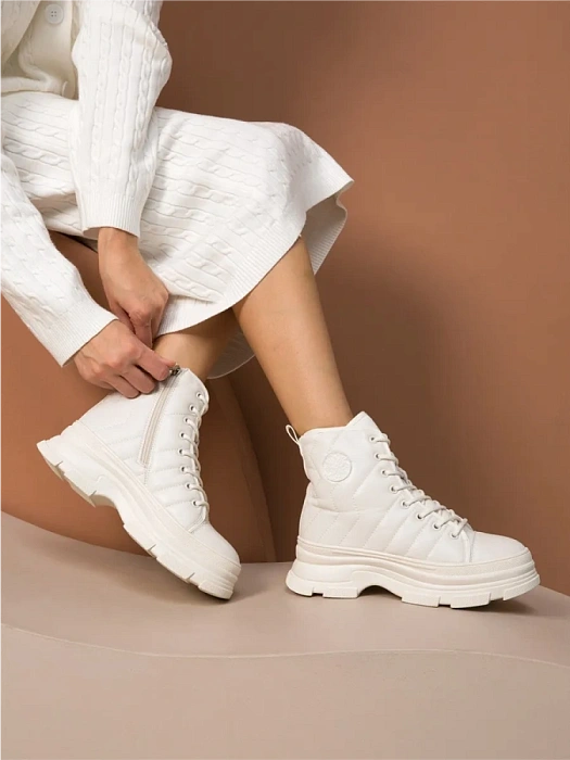 Женские ботинки basic FEDERICA RODARI белые, артикул 42E-375-46B