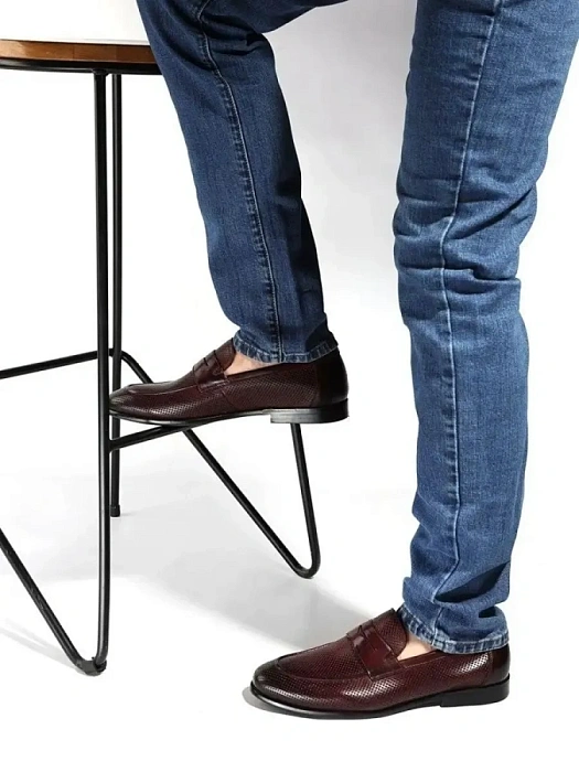 Мужские лоферы BRUNO RENZONI  бордовые, артикул F310BB-KY62B