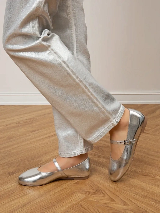 Женские балетки SOFIA-ALEXANDRA серебристые, артикул 38E-B056-A417D1