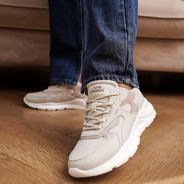 Женские кроссовки STROBBS бежевые, артикул F7369-16