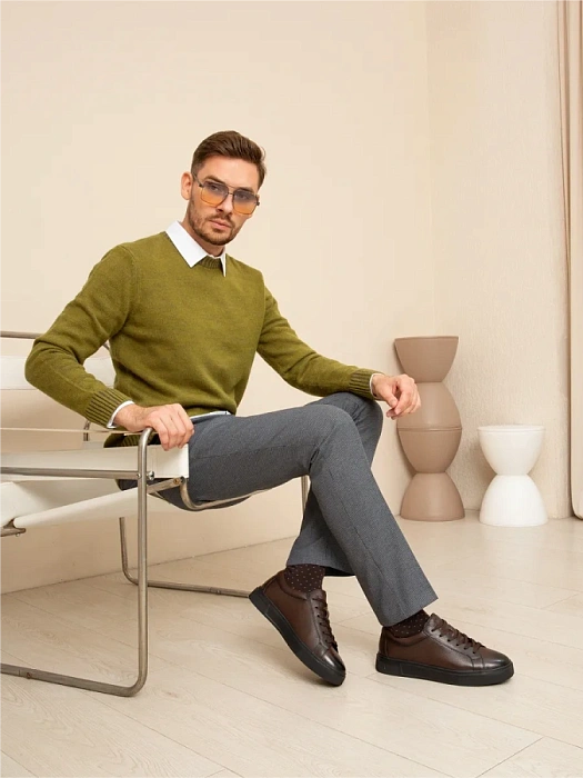 Мужские кеды BRUNO RENZONI  коричневые, артикул 523020-116