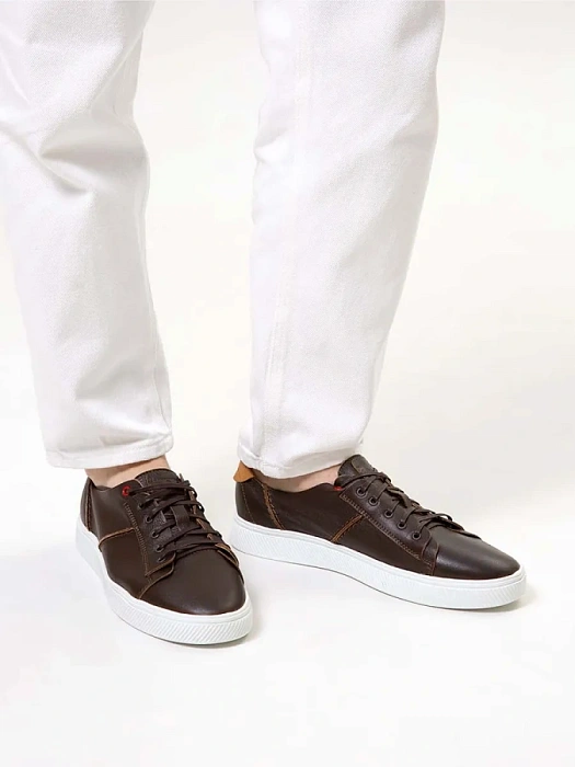 Мужские кеды BRUNO RENZONI  коричневые, артикул 14916666