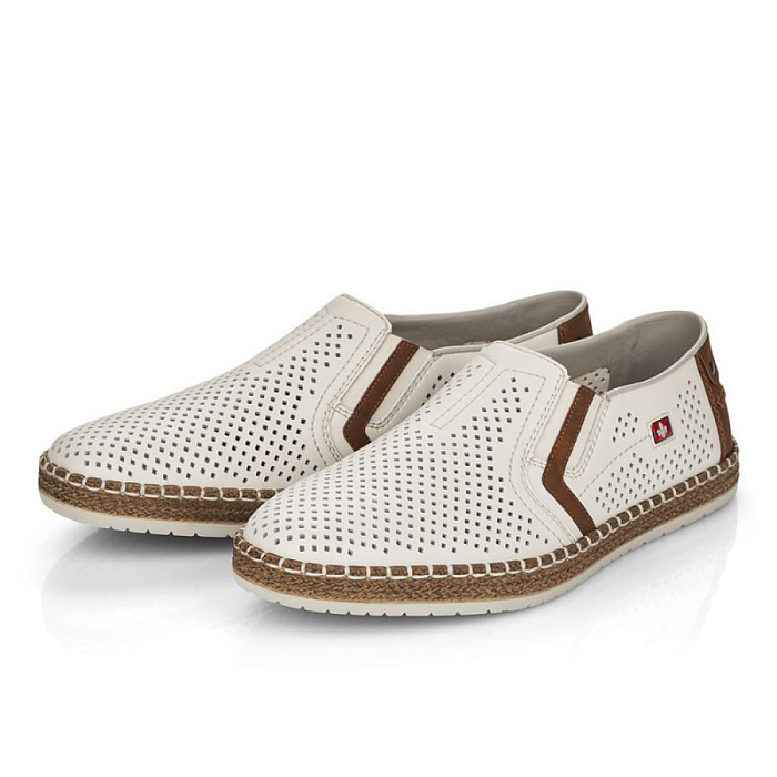 Мужские слипоны RIEKER белые, артикул B5297-80