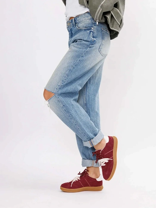 Женские кеды eObuv бордовые, артикул 25AW-011