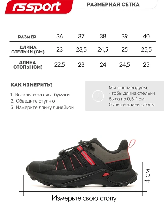 Женские кроссовки RS SPORT черные, артикул LK234A2W-3/black