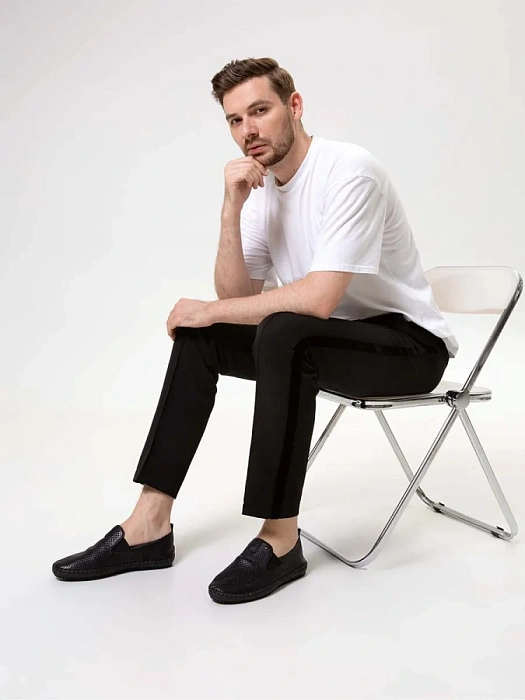 Мужские слипоны BRUNO RENZONI  черные, артикул 033.171167