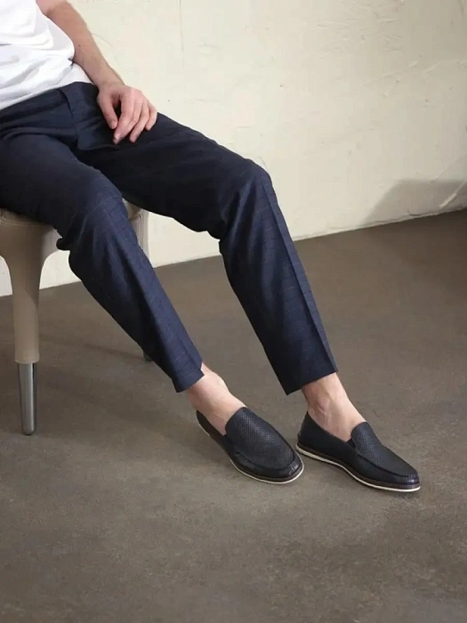 Мужские мокасины BRUNO RENZONI  синие, артикул 0850B-67B