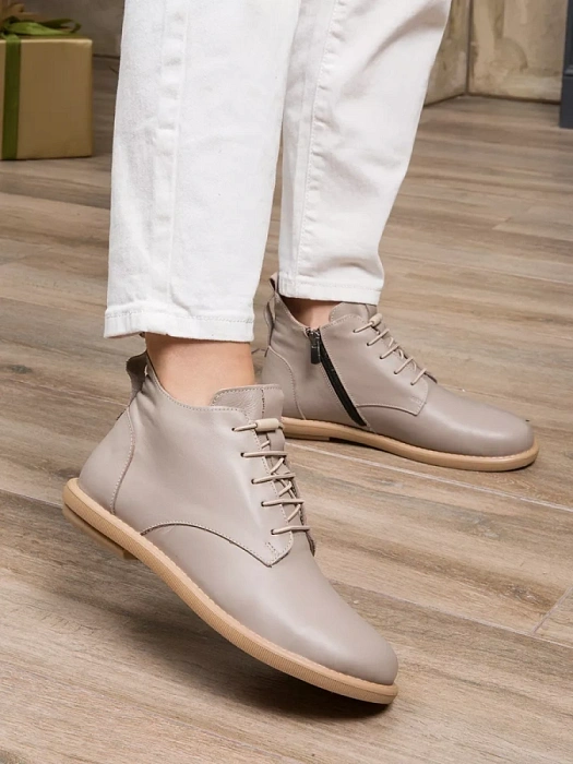 Женские ботинки basic eObuv бежевые, артикул 100660-PL-09