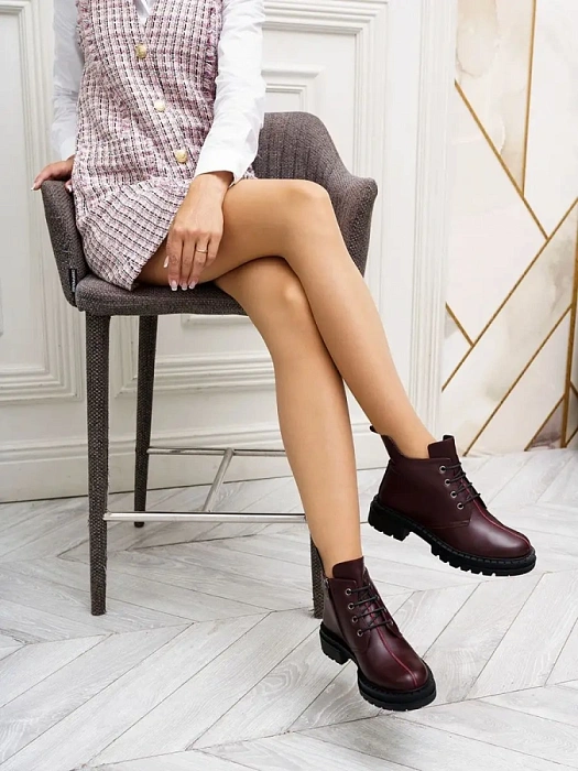 Женские ботинки basic eObuv бордовые, артикул 602-8943-2042