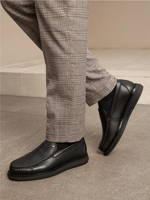 Мужские мокасины BRUNO RENZONI  черные, артикул 290A-16Z-961