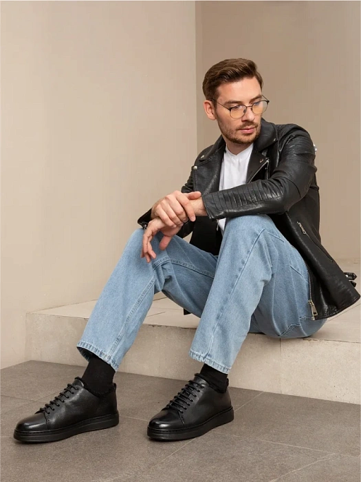 Мужские кеды BRUNO RENZONI  черные, артикул A002-1