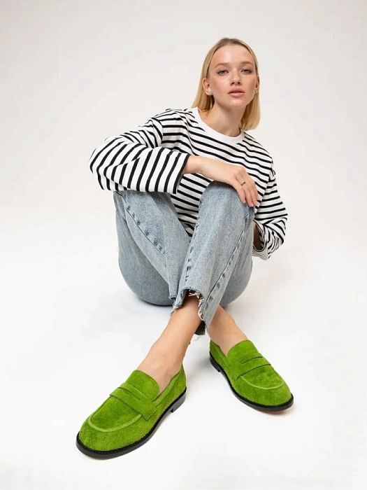 Женские лоферы SOFIA-ALEXANDRA зеленые, артикул LT235-7-G