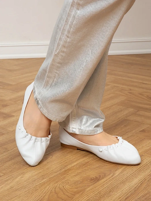 Женские балетки SOFIA-ALEXANDRA белые, артикул 38E-HF1082-B1057D1