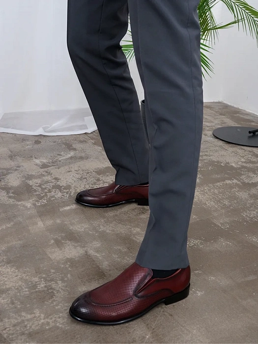 Мужские лоферы BRUNO RENZONI  бордовые, артикул YS288B-K56E