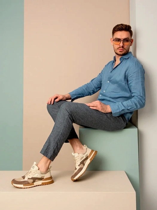 Мужские кроссовки BRUNO RENZONI  бежевые, артикул 951525-8