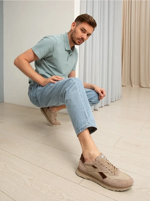 Мужские кроссовки BRUNO RENZONI  бежевые, артикул 035.466.24/32