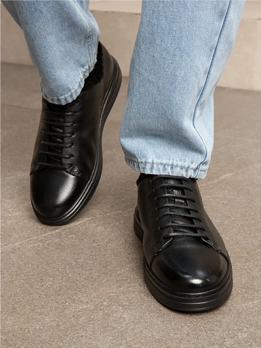 Мужские кеды BRUNO RENZONI  черные, артикул A002-1