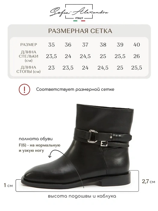 Женские ботинки SOFIA-ALEXANDRA черные, артикул 38E-B050-H357R1-25W