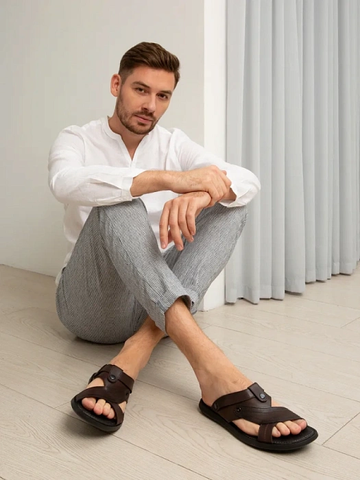 Мужские слайдеры BRUNO RENZONI  коричневые, артикул 033.50551.2